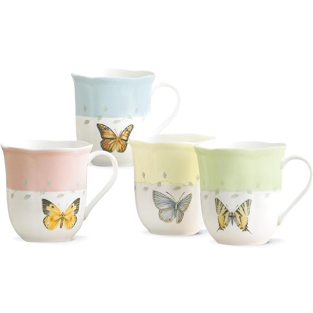 [Lenox] 4 Butterfly Meadow Tea Cups